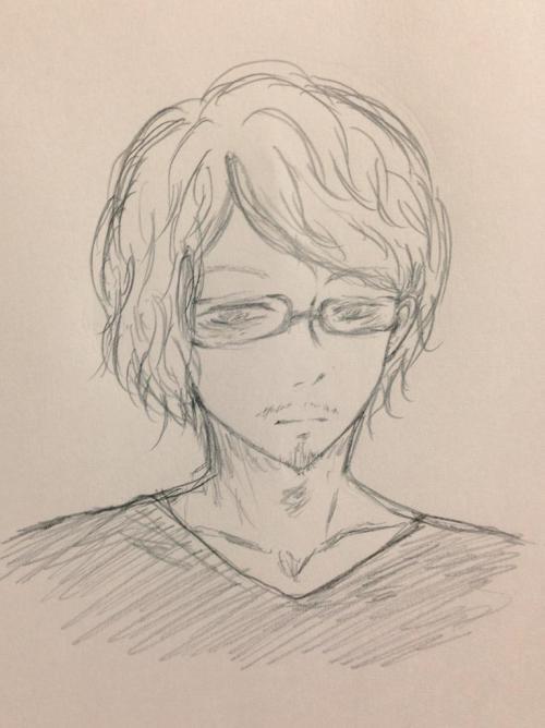 胡渣大叔自画像黑白简笔画