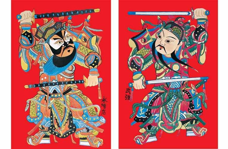 凤翔木版年画木板年画武门神大幅尺寸纯手工民间工艺品持锏秦琼