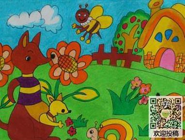 小狐狸的春天儿童画作品欣赏