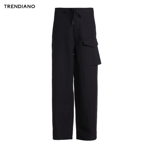3ji1061760 新男装夏装宽松直筒阔腿棉麻纯色休闲裤长裤 trendiano