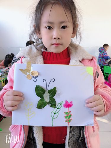 树叶有"画"说窝洛沽镇二会幼儿园树叶粘贴手工