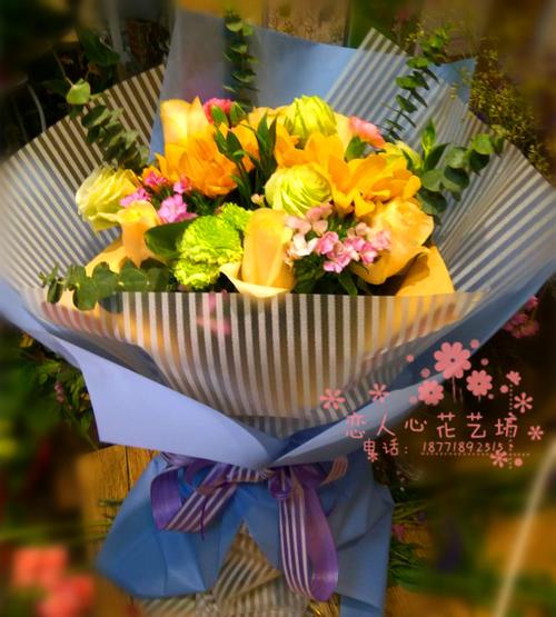 鄂州实体花店向日葵玫瑰花小雏菊韩式小清新生日花束同城鲜花速递