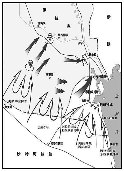 "沙漠风暴"行动,是海湾战争中以美国为首的多国部队