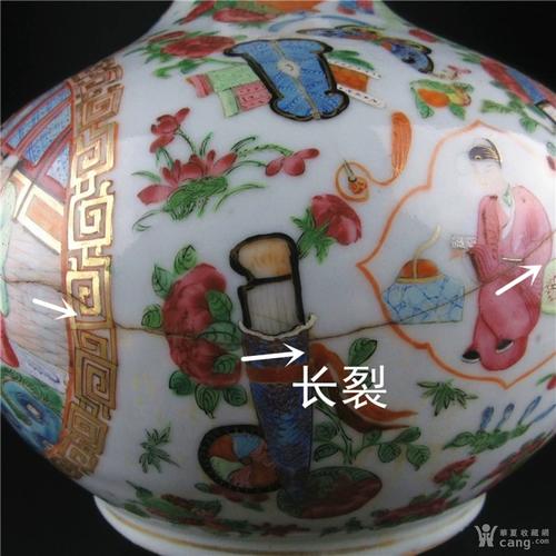 清代道光咸丰广彩织金大花瓶天球瓶 回流保真古董老瓷器大摆件