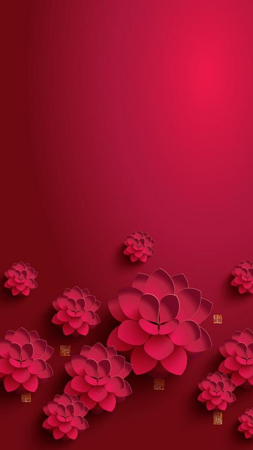 红色花开富贵新年背景图片