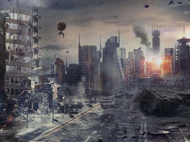 废墟场景合成临摹