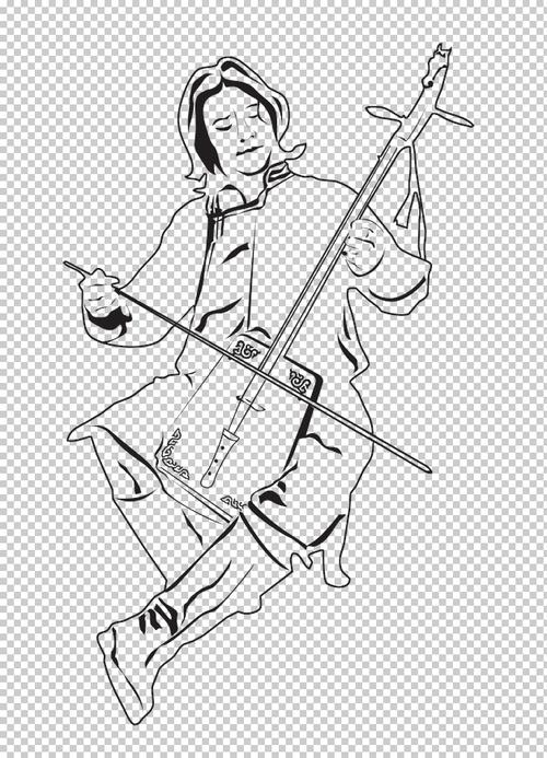 【psd】线描蒙古马头琴手