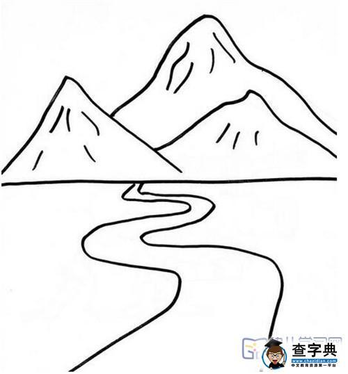 风景简笔画:巍峨的大山