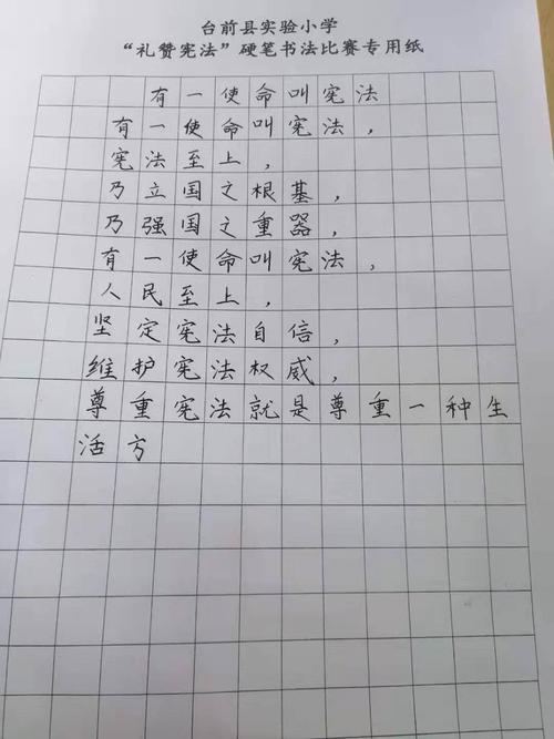 台前县实验小学举行"礼赞宪法"硬笔书写比赛