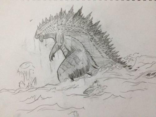 哥斯拉的简笔画步骤