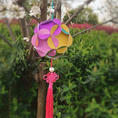 幼儿园灯笼创意绣球彩纸手工课挂饰折纸