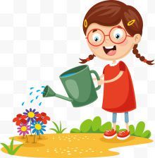 卡通女孩浇水图片免费下载-卡通女孩浇水素材-卡通png