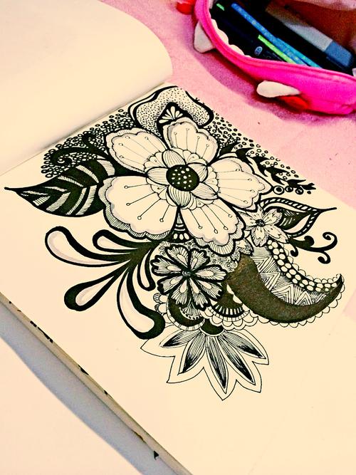 曼陀罗,装饰画,手绘,插画,黑白装饰画,线描,花