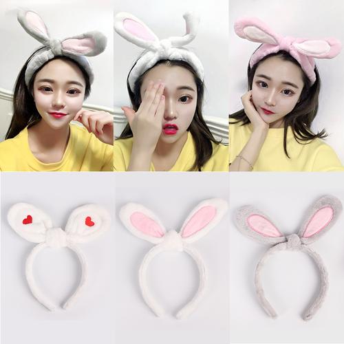洗脸束发带女头饰简约发箍头套 韩国超萌兔耳朵可爱少女发卡甜美