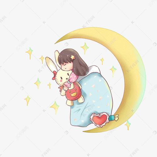 抱着兔子睡觉的女孩