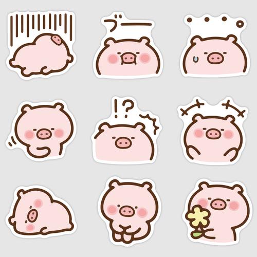 40张卡通粉色小猪手账贴纸装饰小图案可爱少女手帐素材少女心猪呆萌