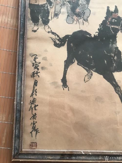 收来的黄胄手绘镜框画