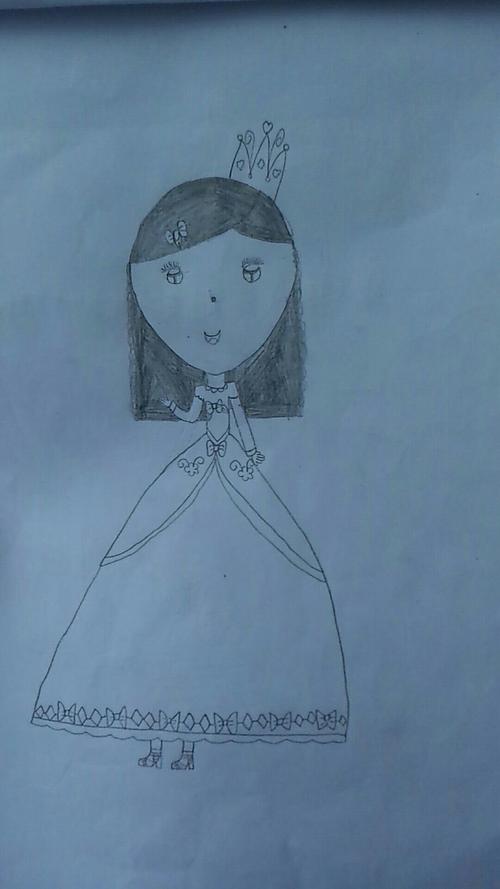 妈妈说,这是我的自画像,画里的小姑娘,她的头跟我的一样大,你们说,像