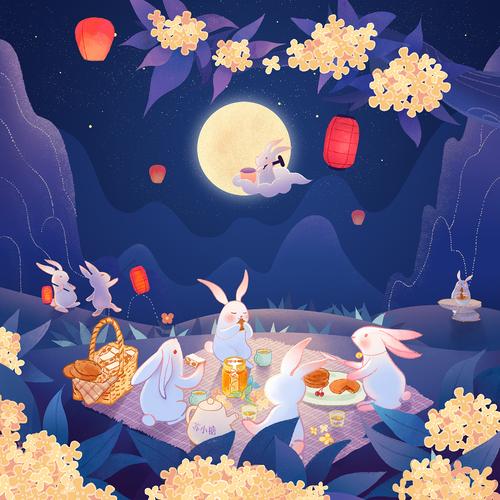 苏小糖《甜满月圆》中秋礼盒插画