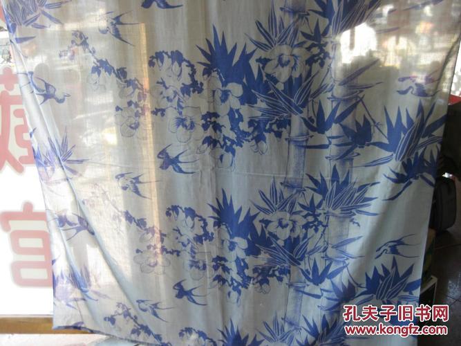 怀旧收藏 保老保真七八十年代布窗帘 竹子图案 怀旧 老款花纹