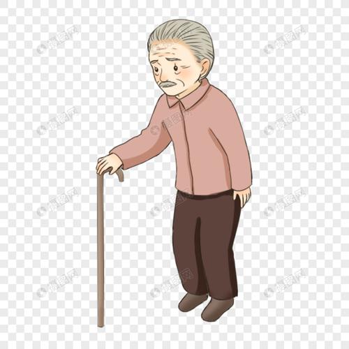 拄着拐杖的老人