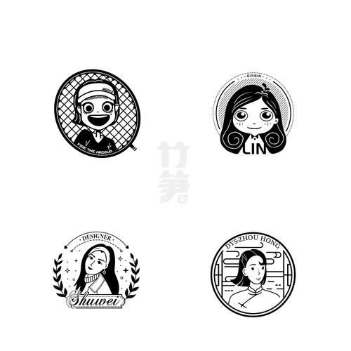 竹笋集87 人像图形logo
