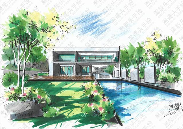 武汉黑箭头手绘·环境艺术设计考研手绘作品分享