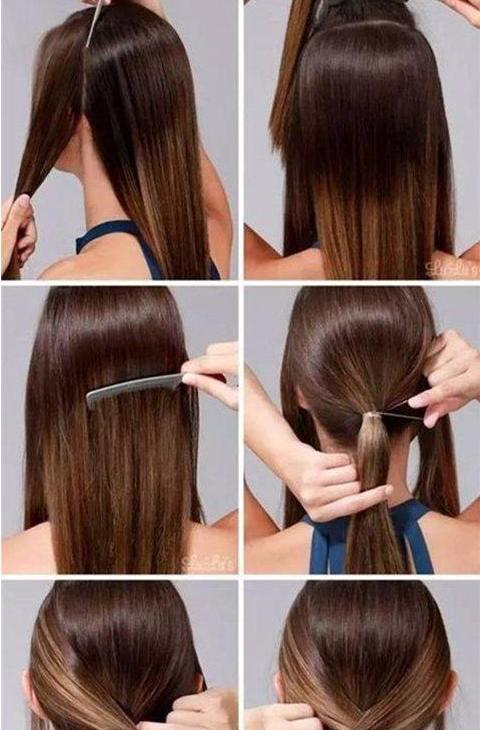 中长发马尾扎法图解