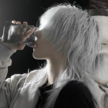 假发男长发韩版帅气狼尾日系潮男士发套鲻鱼头蓬松全头套式奶奶灰网卡