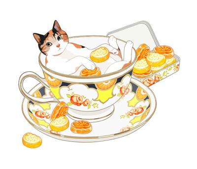 猫咪 美食 ~ 插画 画师slothm22作品