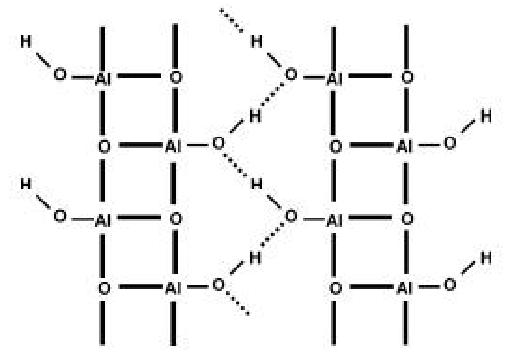 分子式为 γ-alooh(γ 相的一水合氧化铝),属于正交晶系,具有层状结构