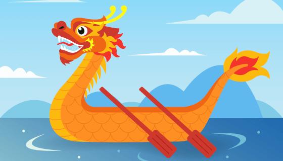 扁平风格端午节龙舟矢量素材(ai/eps)