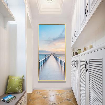 现代简约玄关装饰画北欧海景客厅沙发背景墙挂画单幅竖版卧室墙画