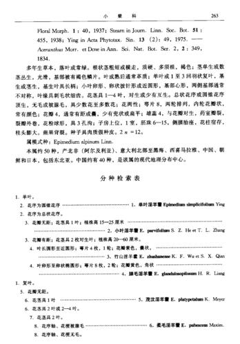 中国植物志(淫羊藿属分科检索表)