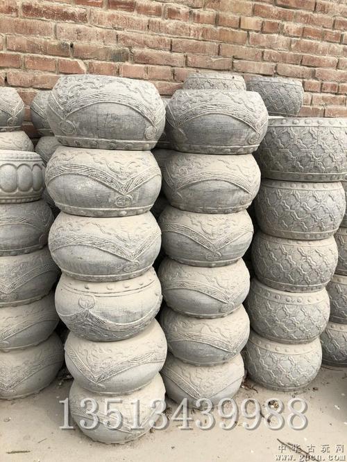 青石柱基石垫基石石墩石雕青石柱墩圆墩柱顶开孔墩