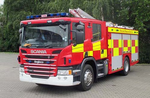 在德国汉诺威国际消防安全展览会斯堪尼亚展出消防抢险车