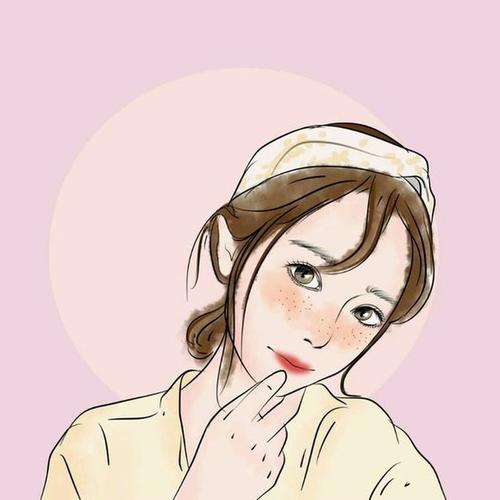 手绘卷发眼镜美女头像女生头像