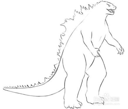 怎样画一只红莲哥斯拉