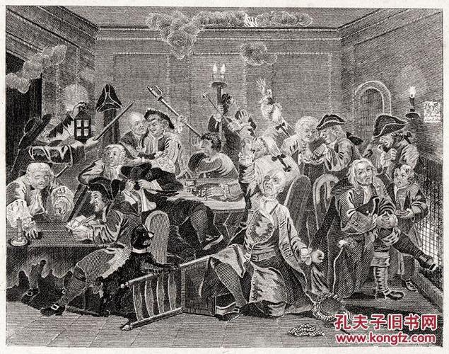 1812年荷加斯铜版画浪子的历程组画全套8种23135cm