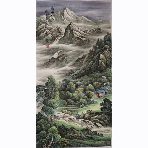 手绘彩墨山水画精品竖款玄关大堂中式中堂装饰画墨雨国画0003 - 四时