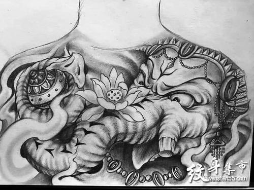 花胸纹身集市客服娜美00生成海报微信扫码分享暗黑素描风纹身,暗黑