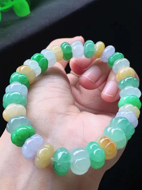 缅甸天然a货翡翠老坑种冰多宝南瓜手串珠串手链珠链工厂直销推荐