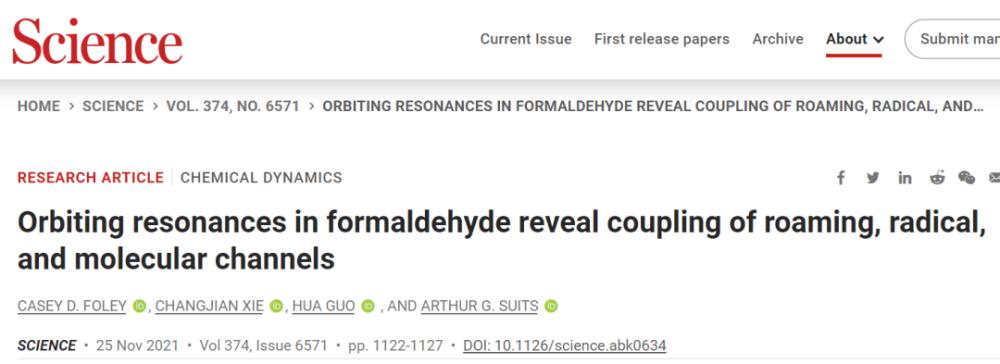 相关成果以题为"orbiting resonances in formaldehyde reveal
