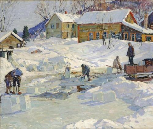 油画# 冬季美景中不能少了雪,油画《冬天的洛克波特》大小为76.