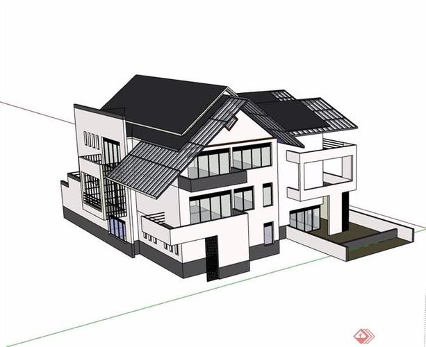 别墅三层详细建筑设计su模型