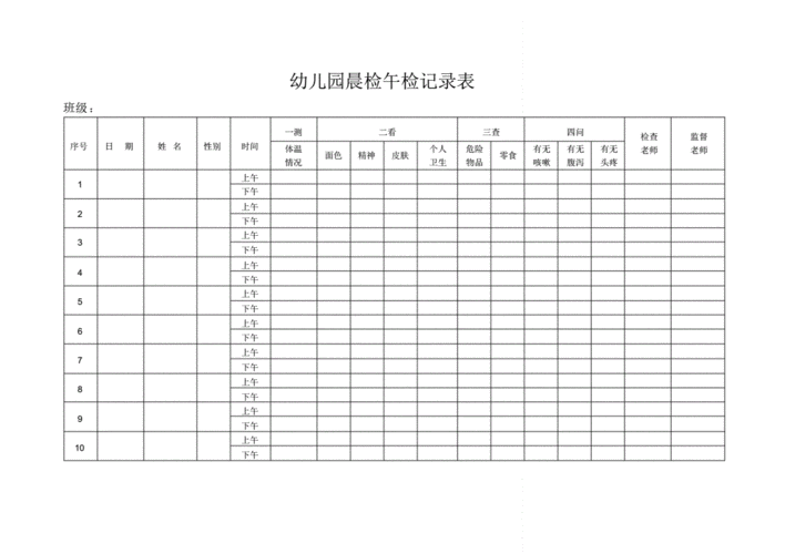 幼儿园最新晨午检记录表[汇编].pdf 1页