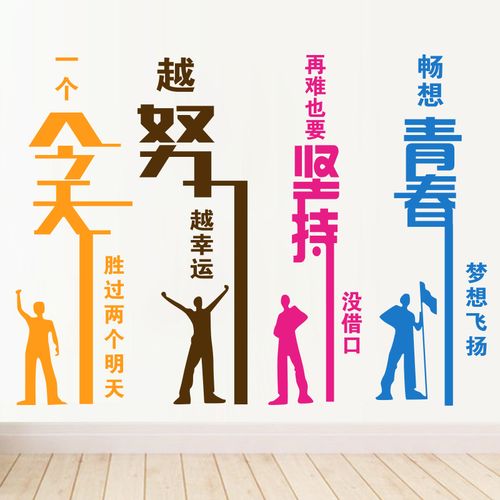 励志墙贴公司企业办公学校教室青春标语班级文化装饰努力坚持贴纸