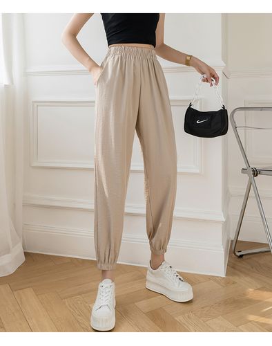 实拍2021新款灯笼裤女夏季冰丝棉麻哈伦裤宽松束脚裤显瘦休闲裤