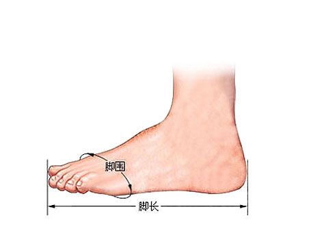 鞋子尺寸测量图标准尺码对照表测脚长脚宽方法示意图;  鞋子尺寸测量