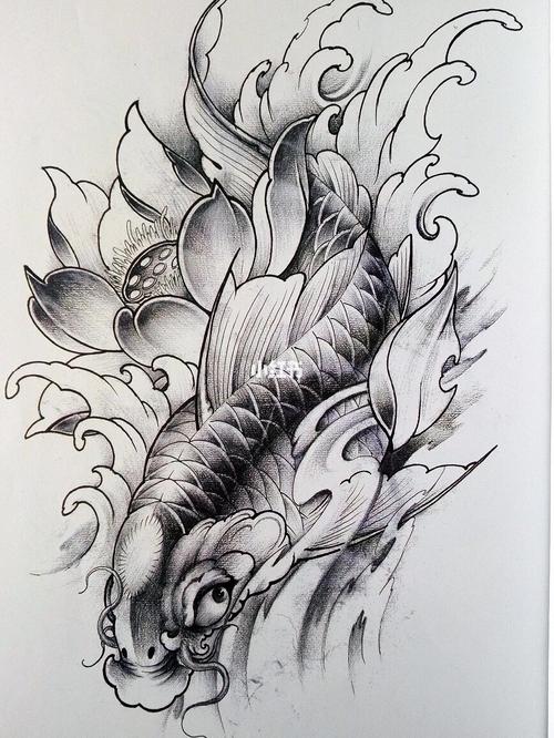 锦鲤纹身手稿_纹身_刺道纹身工作室攻略_纹身手稿_美妆_彩妆_彩妆其他